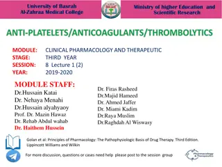 Clinical Pharmacology and Therapeutic Principles in Hemostasis and Thrombosis