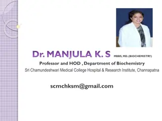Dr. MANJULA.K.S. Professor and HOD Biochemistry Department