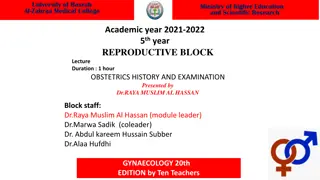 Obstetrics History & Examination in Reproductive Block Lecture