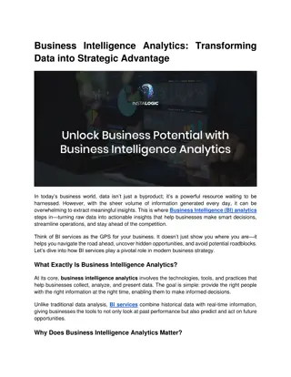 Business Intelligence Analytics - Transforming Data into Strategic Advantage