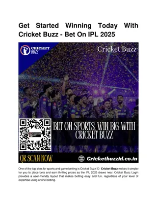Get Started Winning Today With Cricket Buzz - Bet On IPL 2025