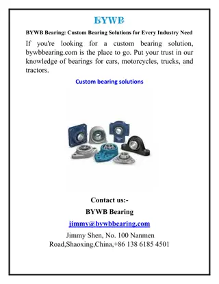 BYWB Bearing Custom Bearing Solutions for Every Industry Need