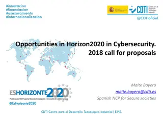 Opportunities in Horizon2020 in Cybersecurity. 2018 call for proposals