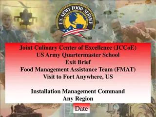 Assistance Team Visit to US Army Culinary Center