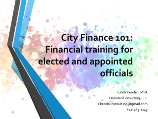 City Finance 101: Financial training for elected and appointed officials