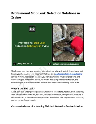 Professional Slab Leak Detection Solutions in Irvine
