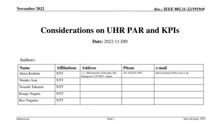 UHR PAR and KPIs Considerations