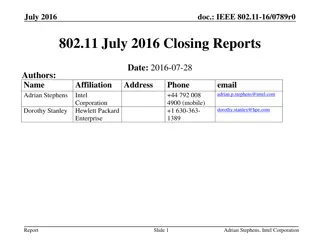 IEEE 802.11 July 2016 Closing Reports