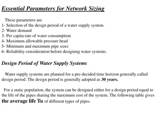 Parameters for Network Sizing in Water Supply Systems
