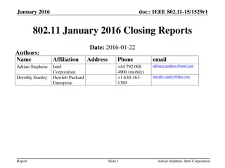 IEEE 802.11-15 January 2016 Closing Reports