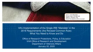 VA's Single IRB Mandate Implementation: Requirements & Actions