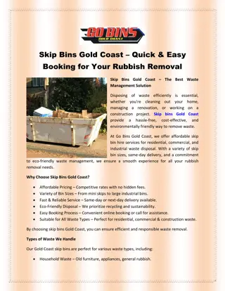 Skip Bins Gold Coast – Quick & Easy Booking for Your Rubbish Removal