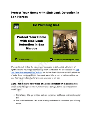 Protect Your Home with Slab Leak Detection in San Marcos
