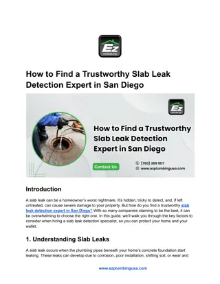 How to Find a Trustworthy Slab Leak Detection Expert in San Diego