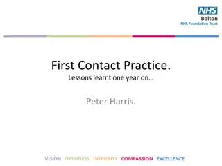Lessons Learnt in First Contact Practice - One Year Journey