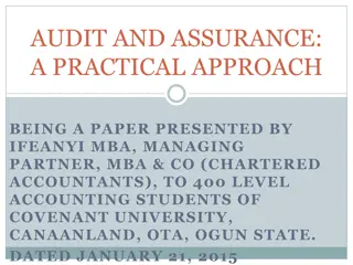 Practical Approach to Audit & Assurance for 400 Level Accounting Students