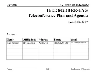 IEEE 802.18-16/0045r0 RR-TAG Teleconference Plan and Agenda