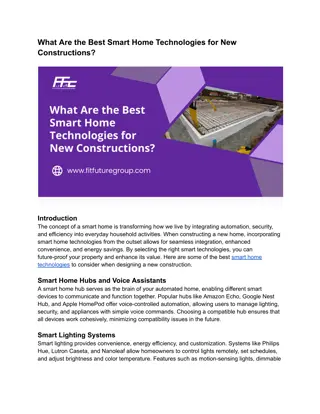 What Are the Best Smart Home Technologies for New Constructions