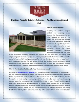 Outdoor Pergola Builders Adelaide – Add Functionality and Flair
