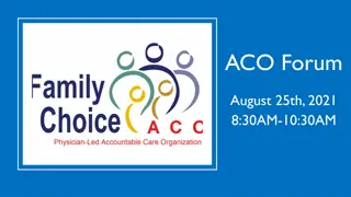 ACO Forum August 25th, 2021: Agenda Overview & Strategic Approach