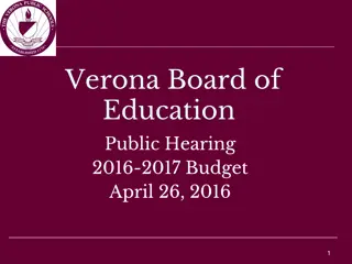 Verona Board of Education 2016-2017 Budget Summary