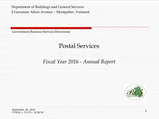 Postal Services in Central Vermont: Fiscal Year 2016 Report