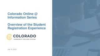 Colorado Online Information Series & Consortium Model Overview