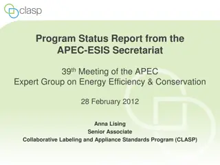 APEC-ESIS Secretariat Status Report