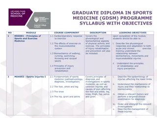 Graduate Diploma in Sports Medicine Programme Syllabus with Objectives