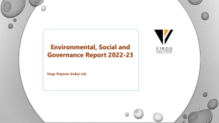 Virgo Polymer (India) Ltd. ESG Report 2022-23: Sustainability Commitment & Strategic Management