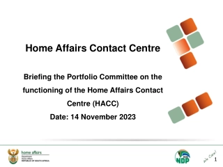 Home Affairs Contact Centre Functioning Overview