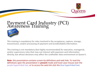 Payment Card Industry (PCI)  Awareness Training