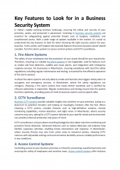 Key Features to Look for in a Business Security System