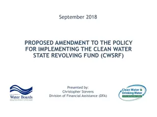 September 2018 Proposed Amendment to CWSRF Policy for Clean Water Financing