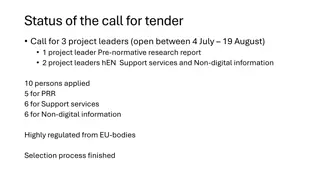 Status of Project Leaders and Support Services Selection Process