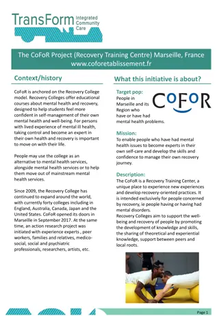 CoFoR Project - Recovery Training Centre in Marseille