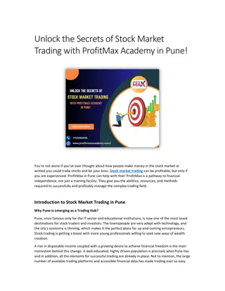 Unlock the Secrets of Stock Market Trading with ProfitMax Academy in Pune