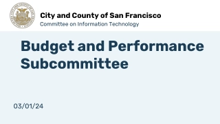 City and County of San Francisco Committee on Information Technology Budget and Performance Subcommittee Meeting Agenda