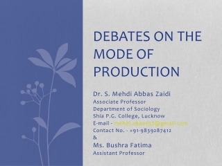 Debates on the Mode of Production in Indian Agriculture