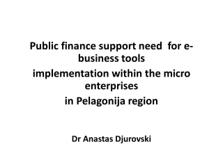 Implementing e-Business Tools for Micro Enterprises in Pelagonija Region