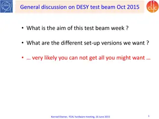 DESY Test Beam Oct 2015 - Aim and Set-Up Versions