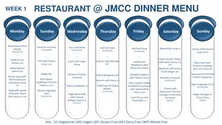 JMCC Dinner Menu - Week 1 & 2 Selections