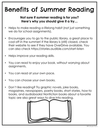 Benefits of Summer Reading and Recommended Books for Grades 3-8