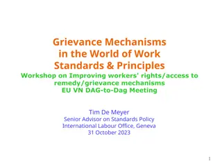 Grievance Mechanisms in the World of Work Standards & Principles Workshop