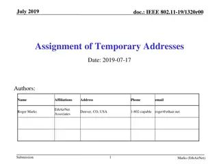 Assignment of Temporary Addresses in IEEE 802.11