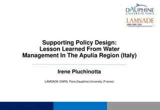 Supporting Policy Design: Lessons in Water Management Complexity - A Case Study in Apulia, Italy