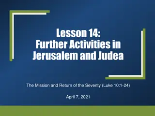 The Mission and Return of the Seventy: Lessons in Judea and Jerusalem