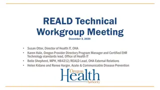 REALD Technical Workgroup Meeting December 3, 2020 Recap