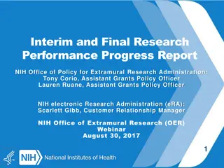 Federal RPPR Implementation and Progress Report Overview