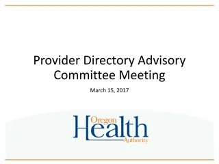 Provider Directory Advisory Committee Meeting Overview